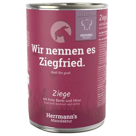 Kecskehús párolt menü érzékeny emésztésű kutyáknak - bio cékla, bio sütőtök, 400 g, Herrmanns