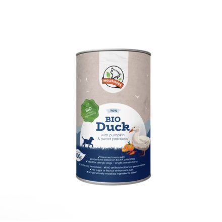 BIO KACSA párolt komplett menü kutyáknak 400g, Farkaskonyha