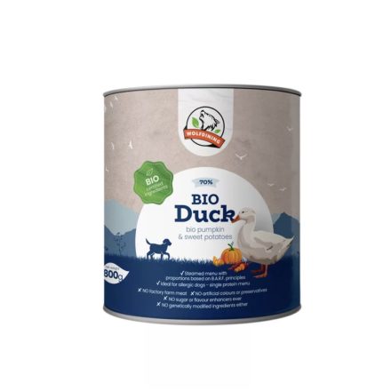 BIO KACSA párolt komplett menü kutyáknak 800g, Farkaskonyha