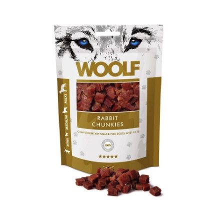 Woolf Rabbit Chunkies tréning snack jutalomfalat nyúlhús kockák 100 g